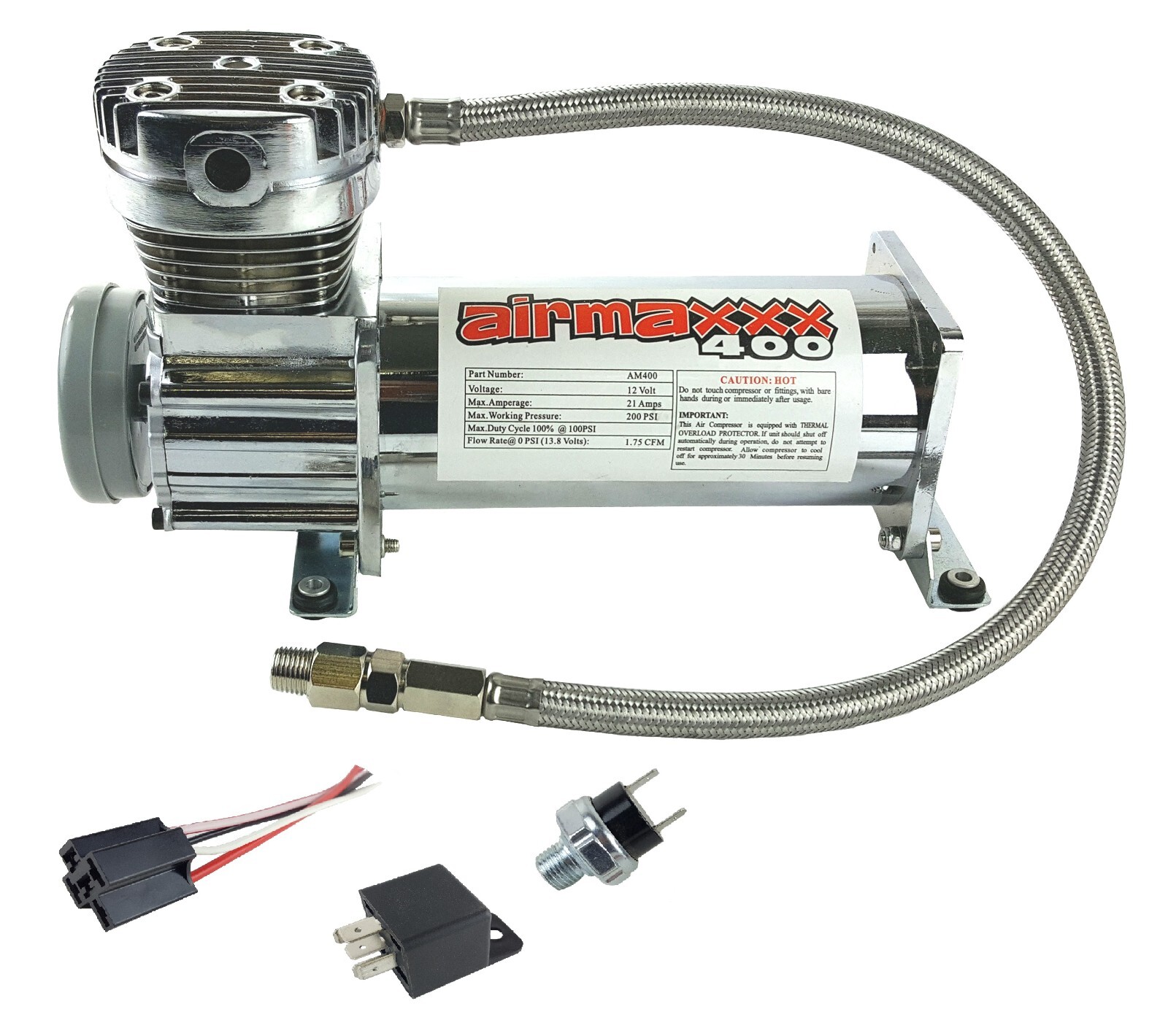 airmaxxx Chrome 400 Air Compressor 165 On 200 Off For Bag Suspension System