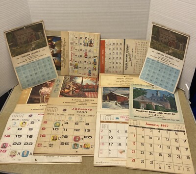 Lot of 9 1960s 1970s Ranson WV Calendars 8 Ranson Grocery, 1 Blakeley Bank/Trust
