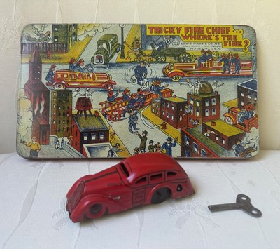 MARX Tricky Fire Chief with base-tough to find the base-WORKS