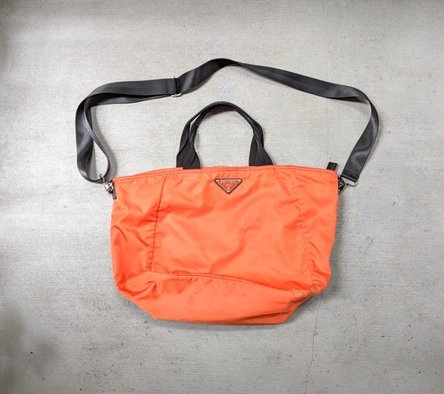 バッグ 00s PRADA Nylon Leather Hand Bag Prada Black Re-Nylon Brushed Leather Silver-Tone Triangle