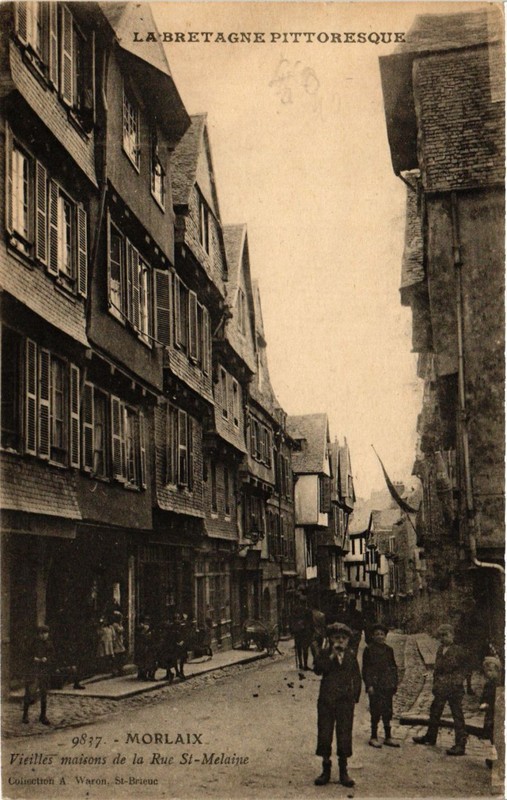 Cpa Morlaix - Vieilles Maisons De La Rue St-Melaine (384046)