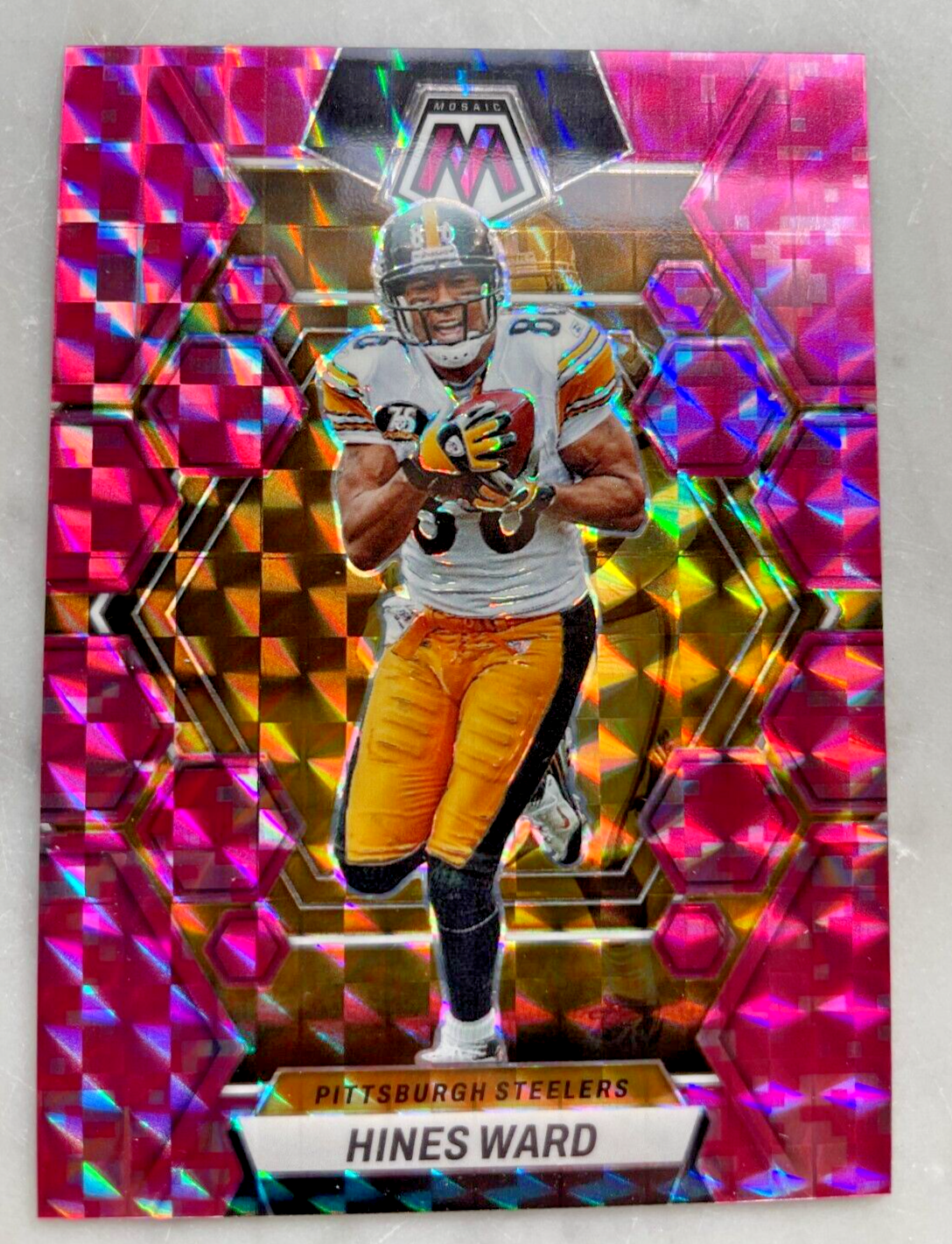 2023 Panini Mosaic Pink Camo Prizm 208 Hines Ward Pittsburgh