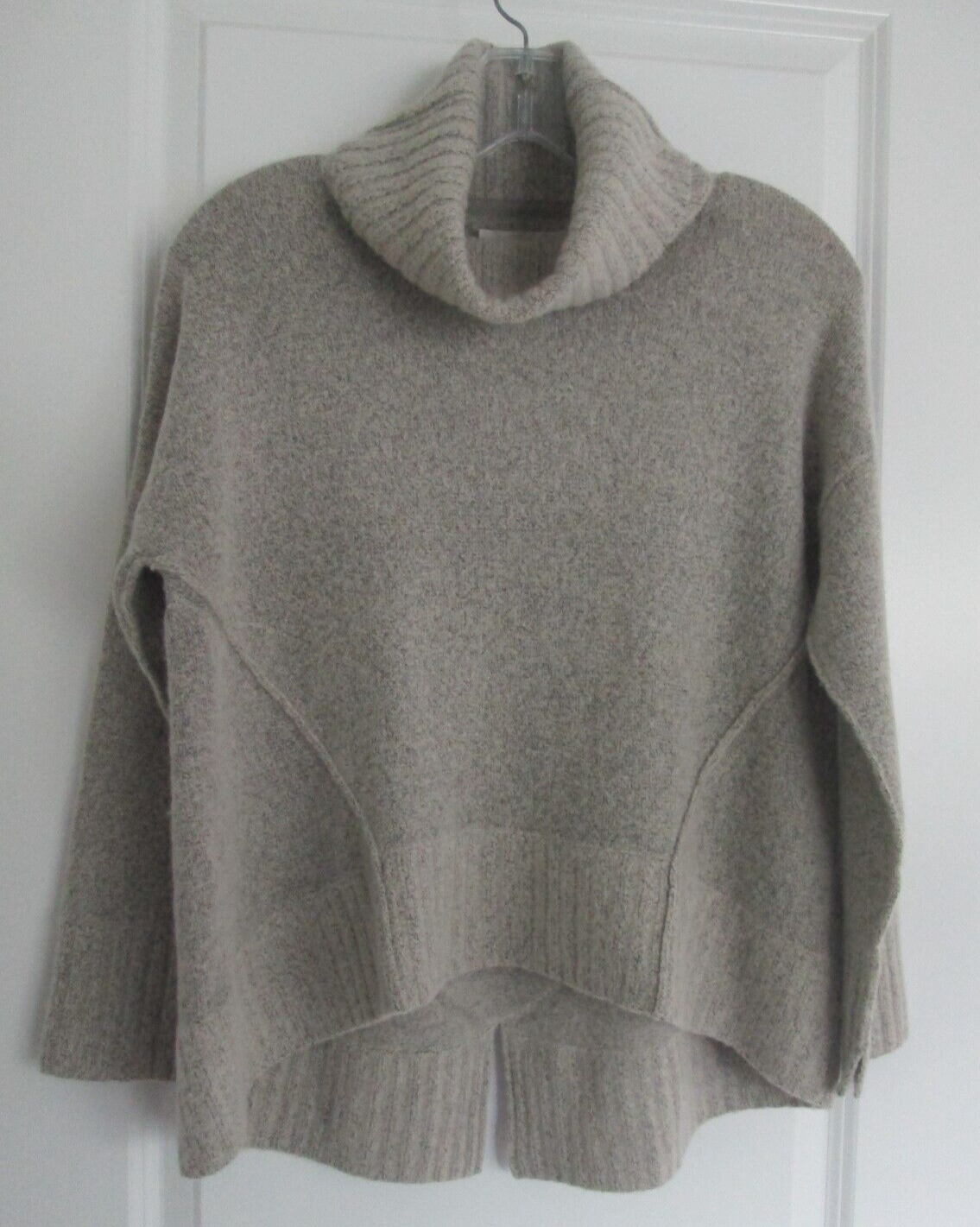 BROCHU WALKER Carrie back slit gray turtleneck sweater.  Wool-alpaca. XS.