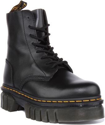 Pre-owned Dr. Martens Dr Martens Audrich Unisex 8 Eyelet Chunky Ankle Boots In Black Size Us 4 - 10