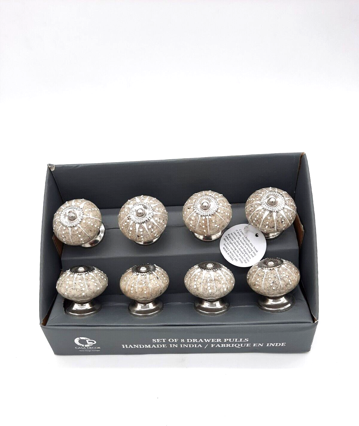 Casa Decor 8 Drawer Pulls Knobs Home Decor Grey Silver Ceramic ...