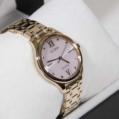 Citizen Eco Drive Women's Rose Gold Tone Pink Dial Watch