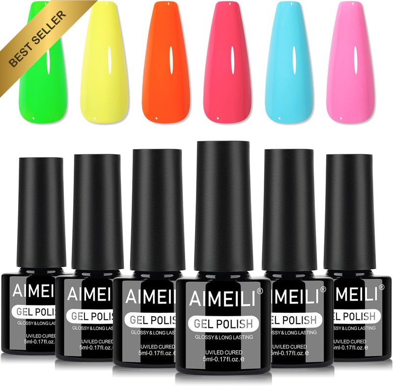 Summer Gel Nail Polish Set 6Pcs, Hema Free, Cruelty Free, Vegan, Soak off U V LE