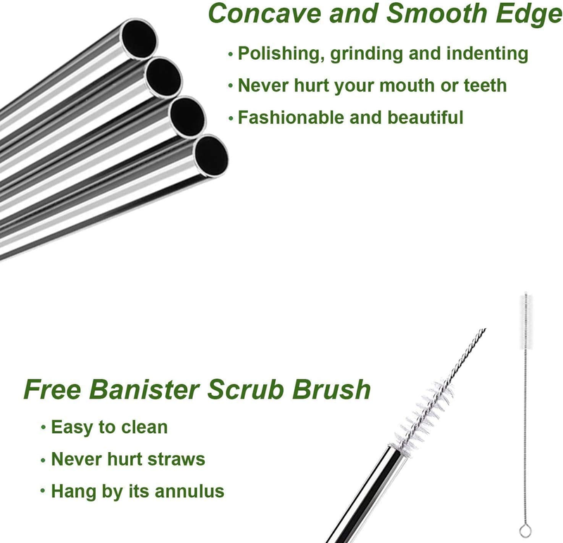 Metal Straws Stainless Steel Straws Drinking Straws Reusable - 10.5 inches Ultra