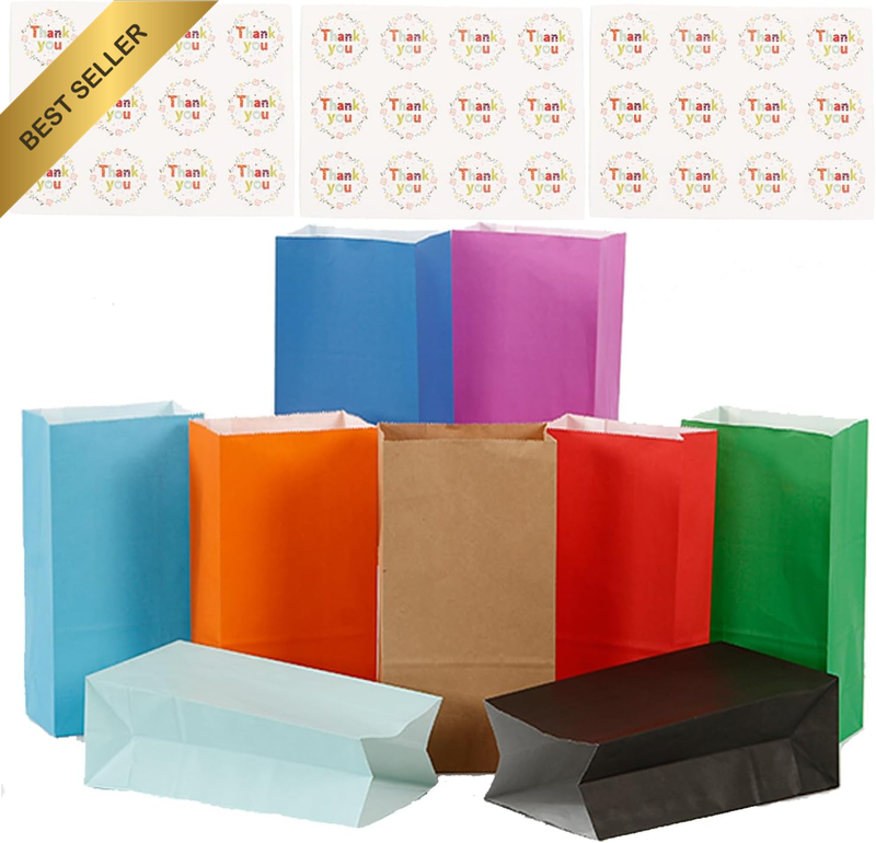32Pcs Treat Paper Bags 13X8X24Cm 16 Rainbow Colors Small Party Gift Bag Mini Sna