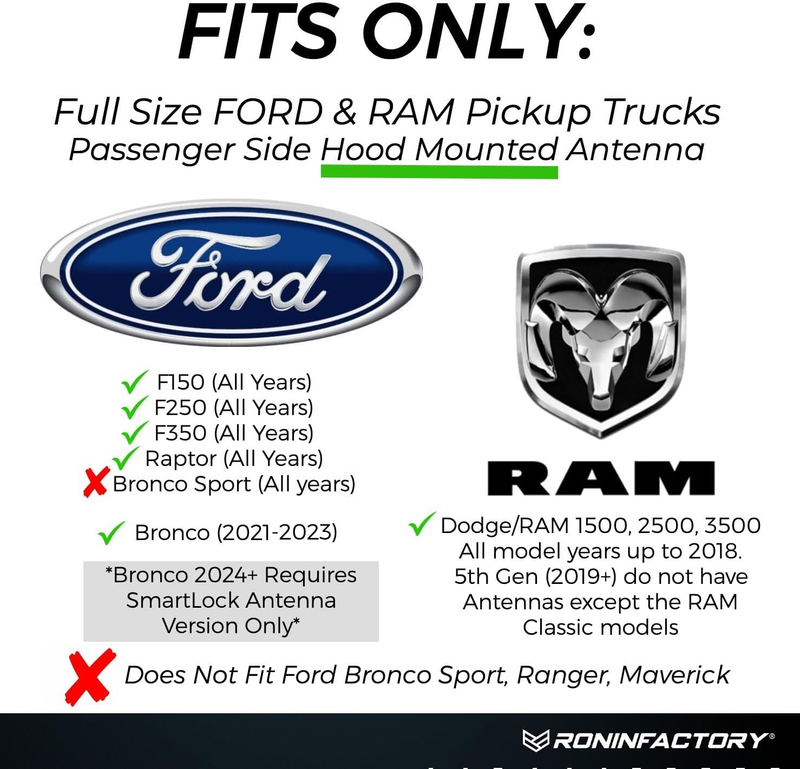 Bullet Antenna for Ford F150 F250 F350 Super Duty Ford Raptor Ford Bronco Access