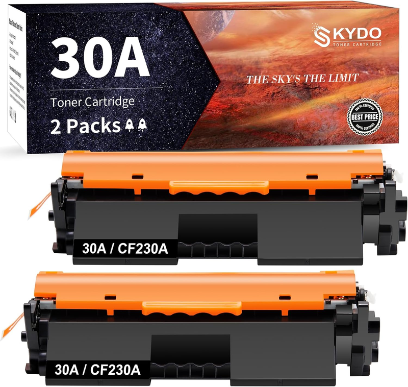 2PK [Latest Chip] CF230A 30A Black Toner Cartridge Replacement for HP 30A 30X CF