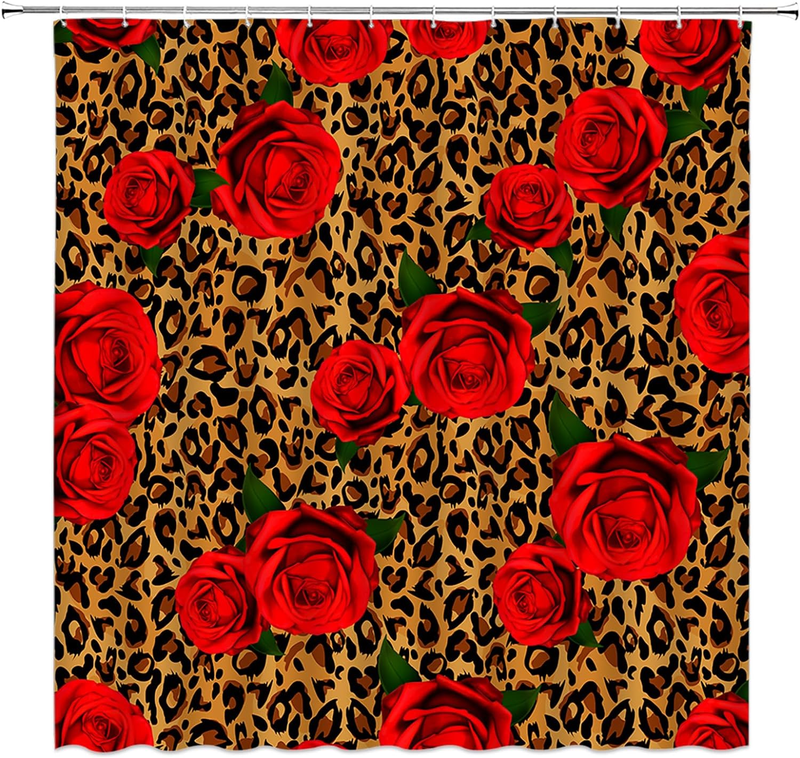Red Rose Flower Mix Safari Animal Big Cat Leopard