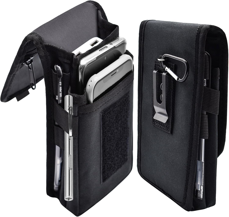 Dual Phone Holster,Belt Pouch, Large Smartphone Pouch Cell Black A