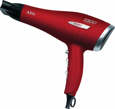 AEG HT 5580 - Secador de pelo profesional, 3 niveles de Rojo Y (Rojo Y Plateado)