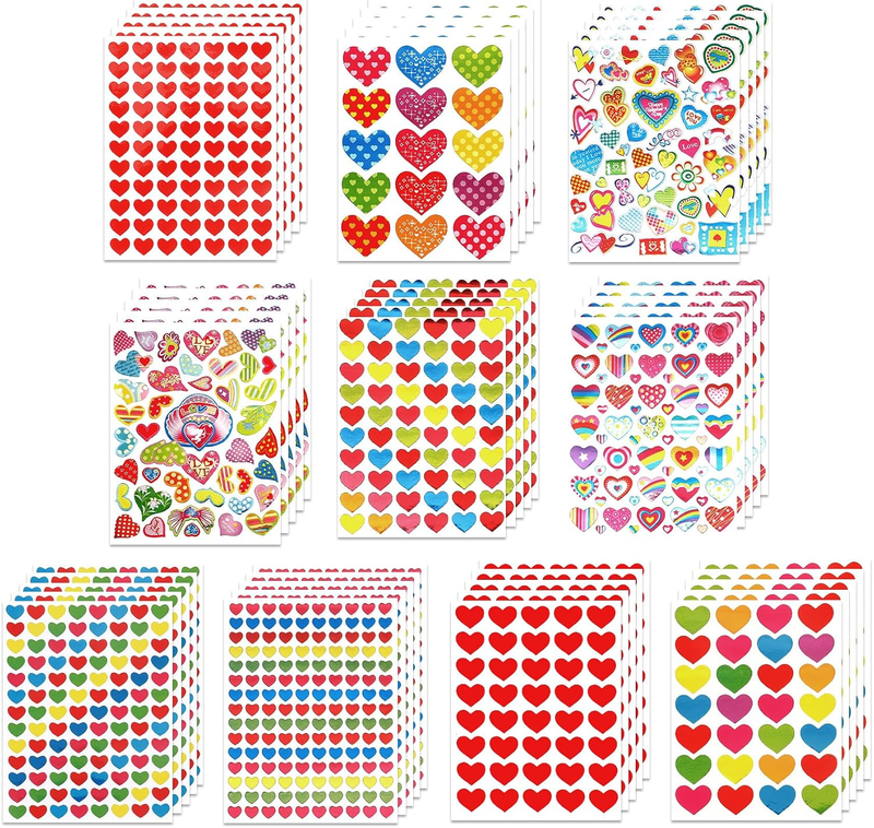 Heart Stickers Bulk Glitter Self Adhesive Scrapbook Cards Valentine Craft Kids