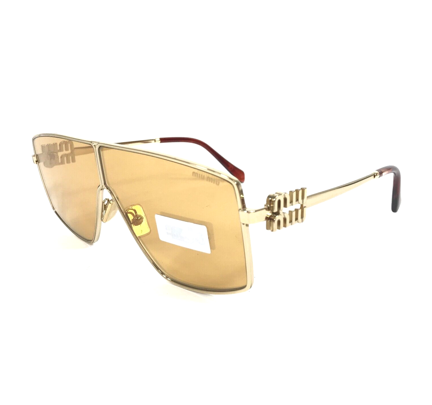 Pre-owned Miu Miu Sunglasses Smu51z 5ak-40d Pale Gold Geometric With Orange Mirror Lenses In Multicolor