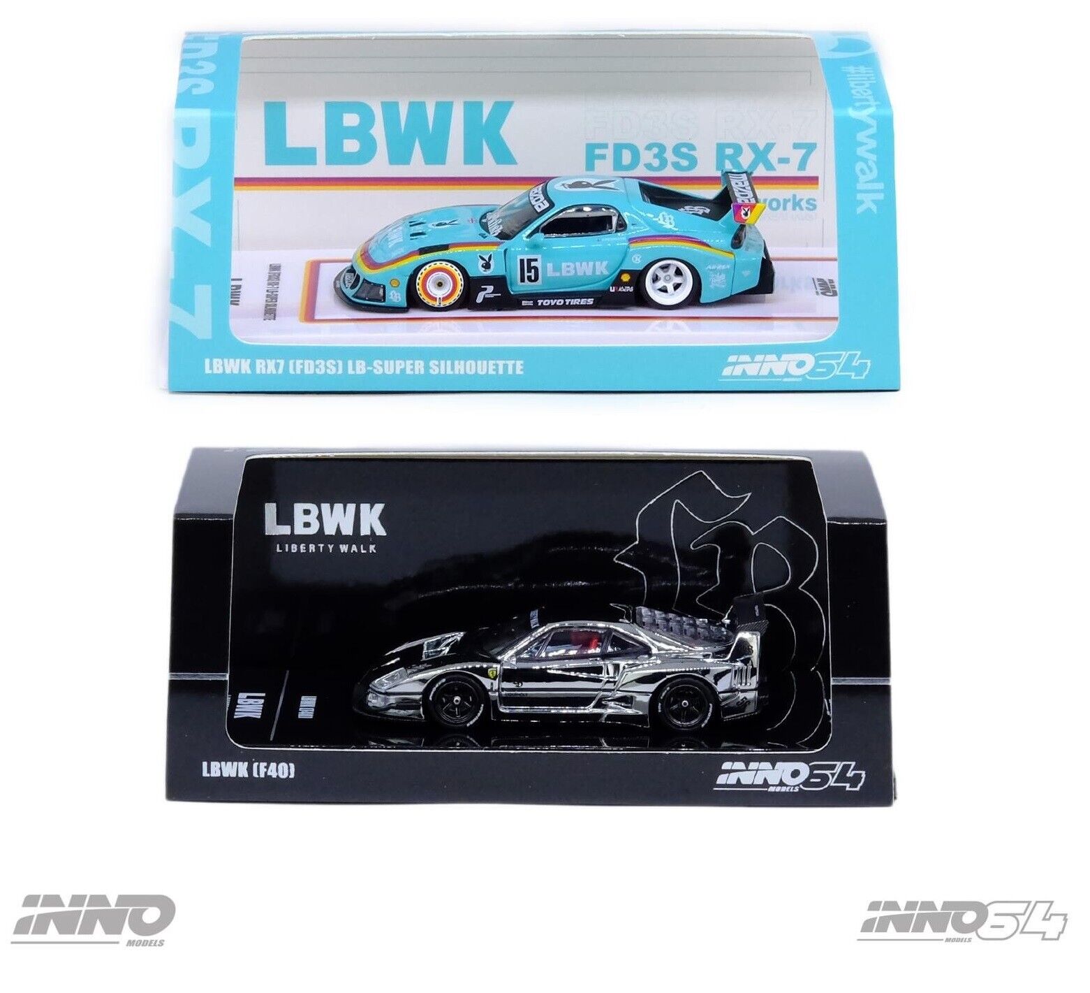 INNO64 (set of 2) normal LBWK F40 Silver Chrome + RX7 (FD3S INNO64 (set of 2) normal LBWK F40 Silver Chrome + RX7 (FD3S