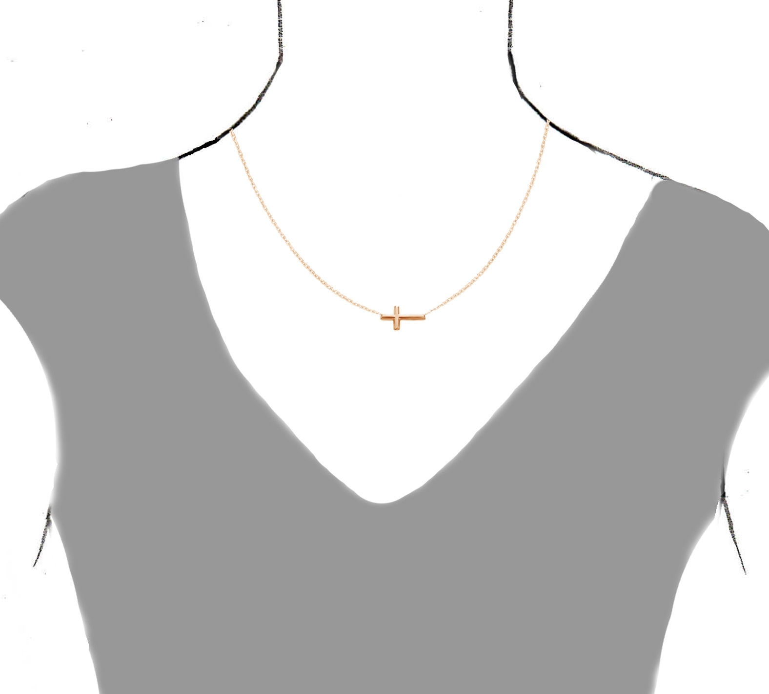 Pre-owned Rita Stephens 14k Rose Pink Gold Sideways Cross Necklace Adjustable Chain 18"