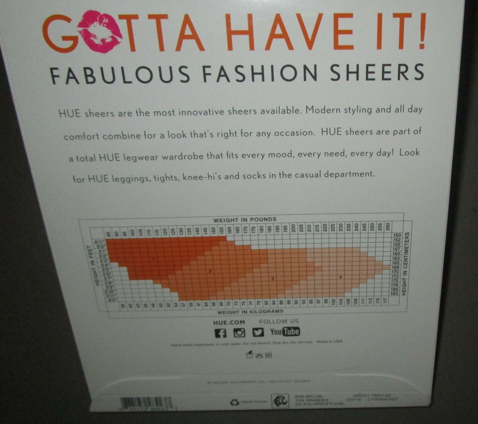 HUE~SIZE 3~Black Pansy Control Top Sheer Pantyhose 20251