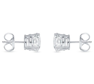 Pre-owned Shine Brite With A Diamond 5 Ct Round Earrings Studs Solid 14k White Gold Brilliant Cut Push Back Basket In White/colorless