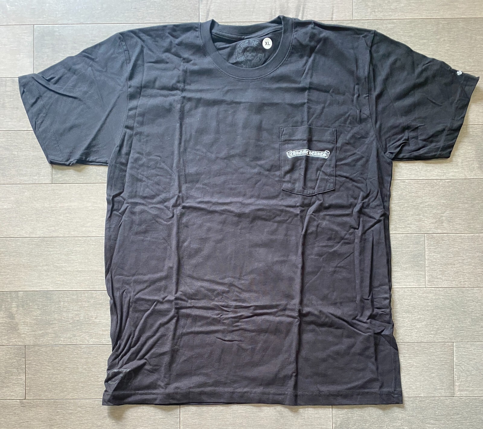Pre-owned Chrome Hearts Scroll Logo Pocket Tee Black Size Xl 100% Authentic ?✅