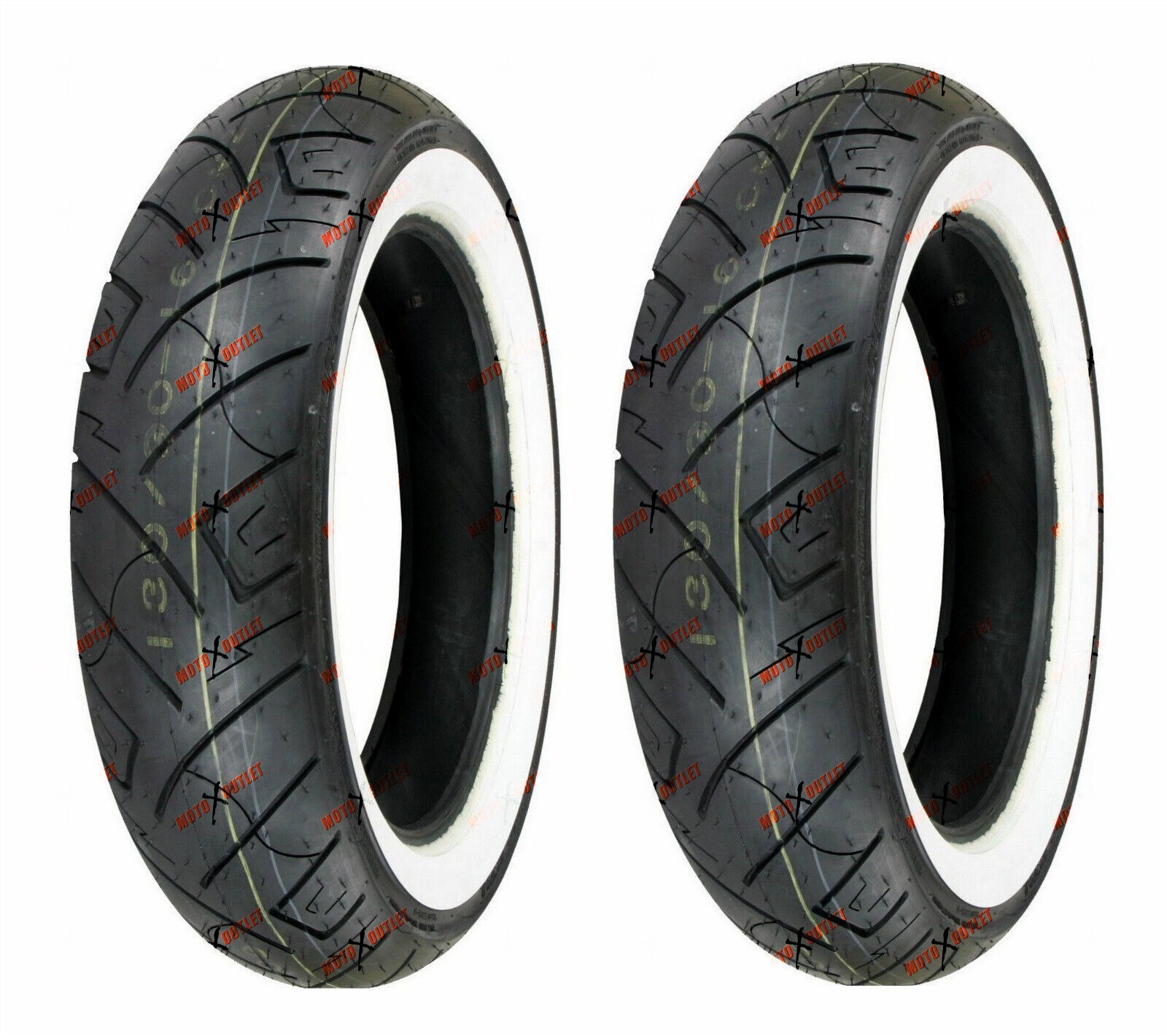 Shinko 777 130/90B16 150/80B16 White Wall Front Rear Tire Set