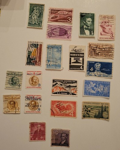 1958 Commemorative Stamp Collection. Partial 20 of 21 Stamps