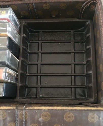 Vintage Brown Faux Leather 12 Cassette Tape Storage Case - Plus 6 Cassettes