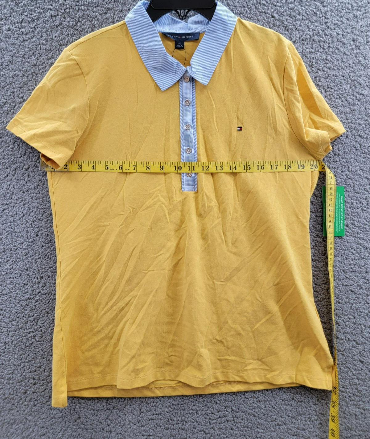 Tommy Hilfiger Striped-Collar Polo Shirt Women's L Deep Maize Short Sleeve - Picture 8 of 16