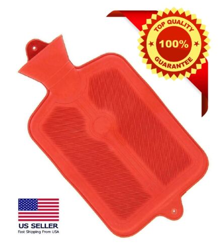 Rubber HOT WATER BOTTLE Bag WARM Relaxing Heat / Cold Therapy RED