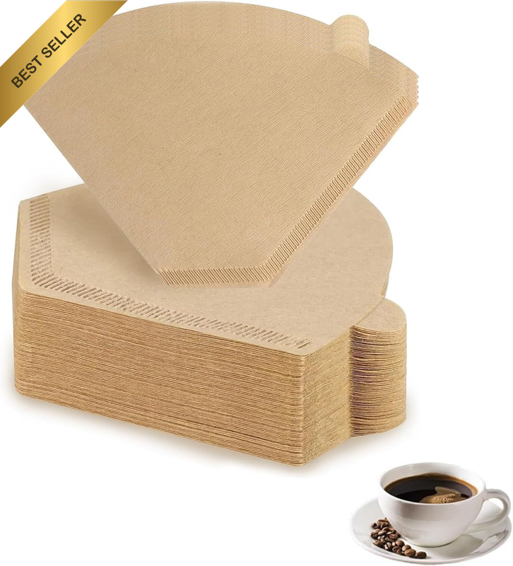 50 Pcs #4 Cone Coffee Filters for 8-12 Cups - Natural Unbleached Paper, Disposab