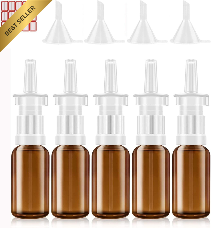 Pack of 5 Empty Nose Spray Bottles, 30 Ml Glass Nose Spray Bottle, Reusable Nose