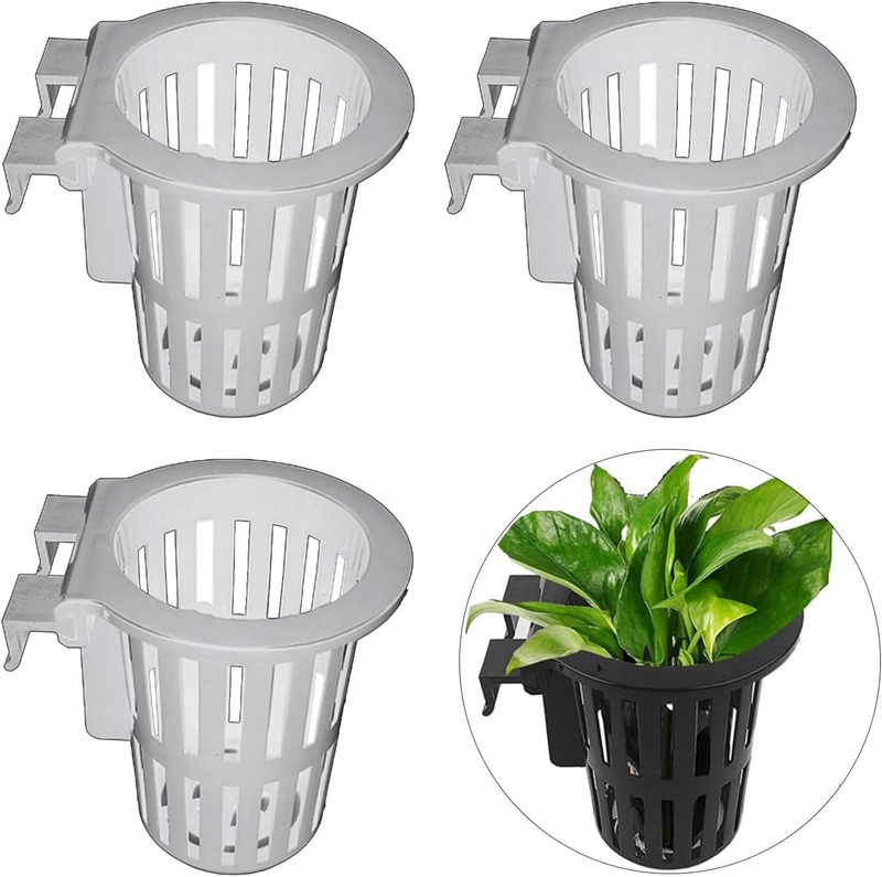 Pond Plant Baskets, Aquarium Plant Pots with Hook Aquatic Accessories for Indoor