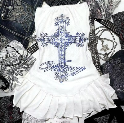 Custom Alternative White Mini Dress Fashion Size Small (4) 