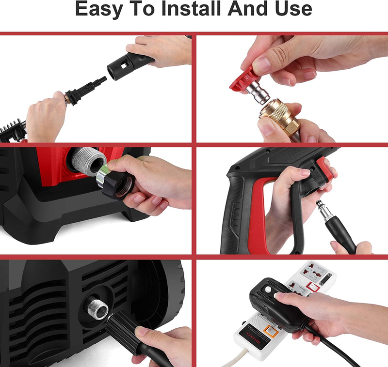 1800W Electric Pressure Washer, 2.3GPM High Power Washer, 4-Nozzle Soap Bottle &