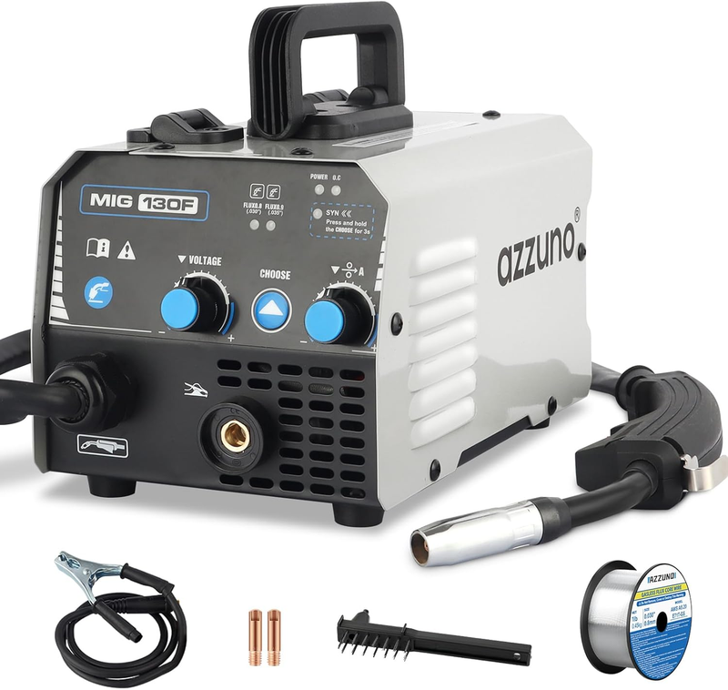 AZZUNO MIG Welder Flux Core Welder Machine 110V 130Amp Gasless MIG