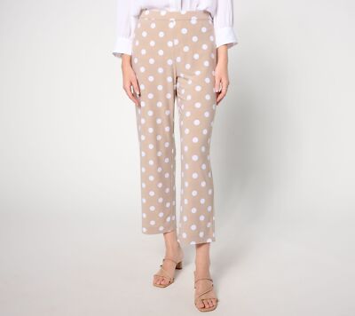 Dennis Basso Women's Pants Sz L Polka Dot Italia Knit Beige A644438