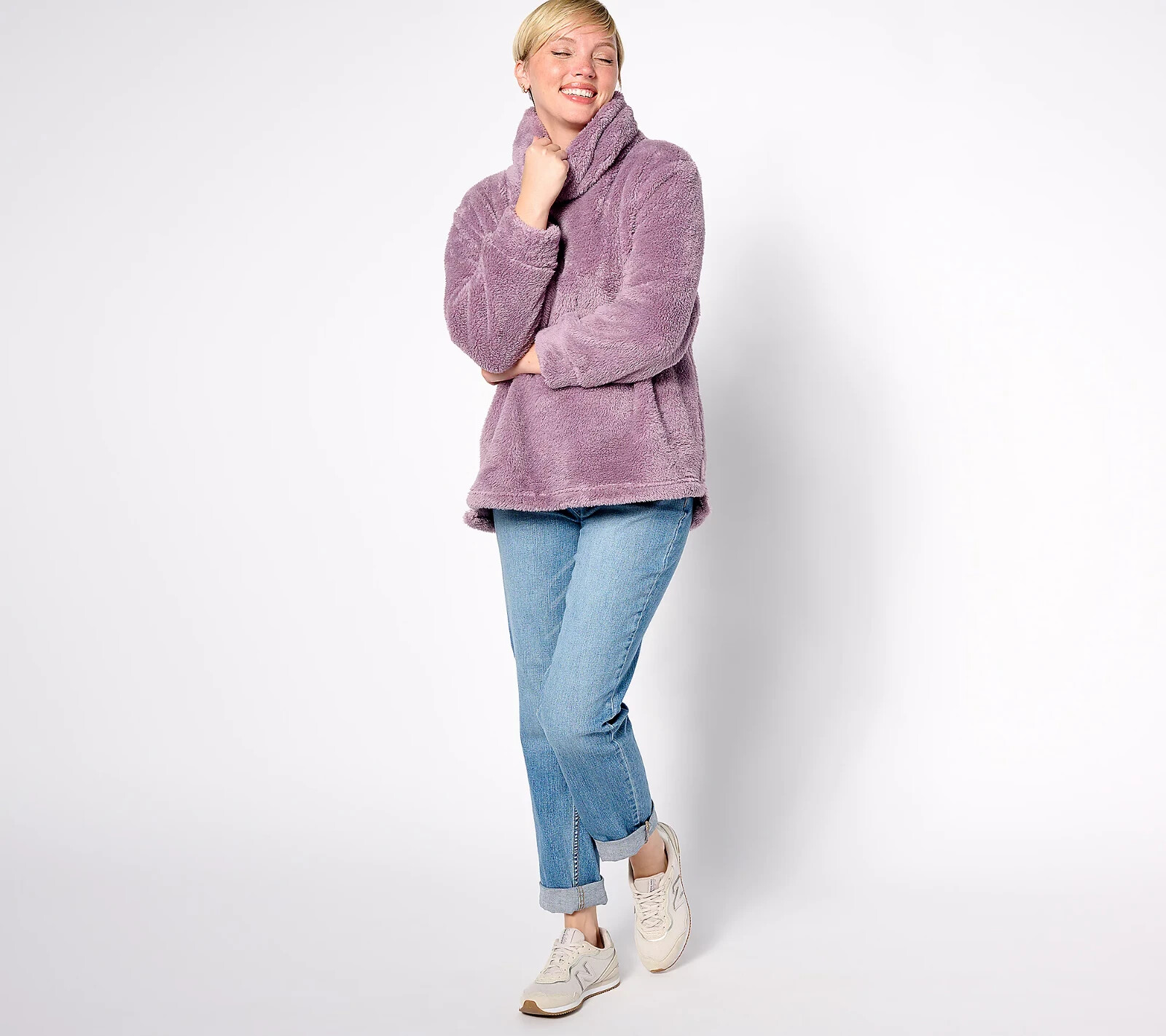 Berkshire Homewear Wellsoft Cowl Neck Pop-Over-Purple Rose