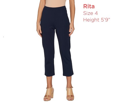 Linea by Louis Dell'Olio Regular Ponte Crop Pants  A302601 NAVY REG 8