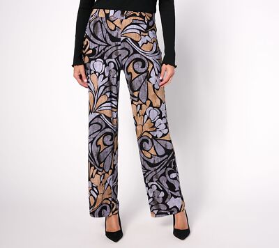 Dennis Basso Women's Plus Sz Pants 1X Printed Knit Full Length Gray A626279