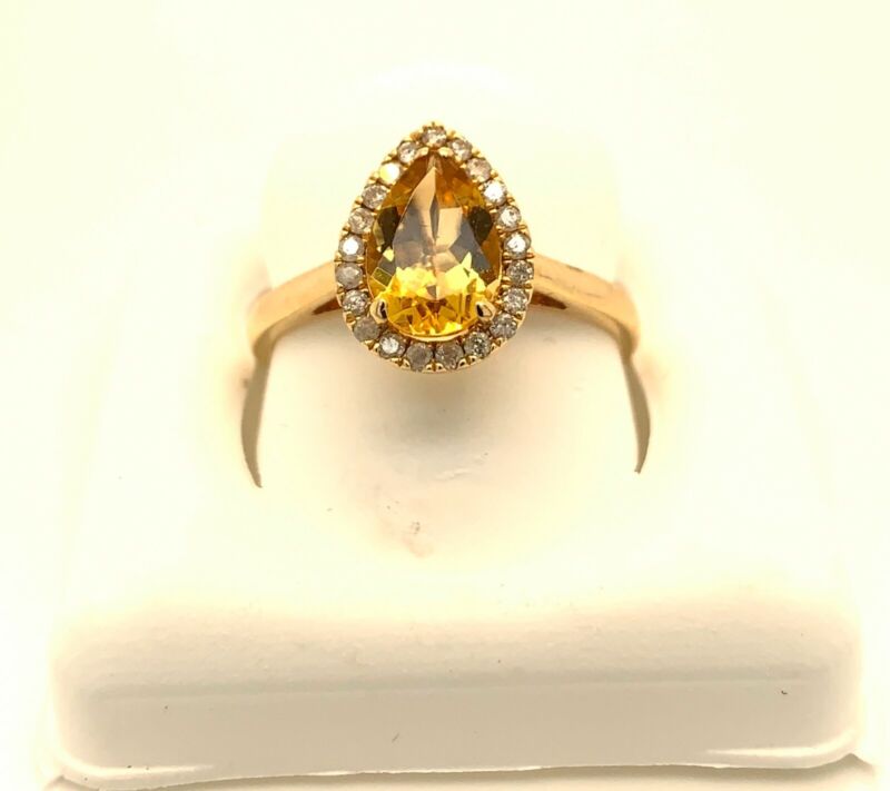 1.32ct 14k Yellow Beryl  Halo Ring