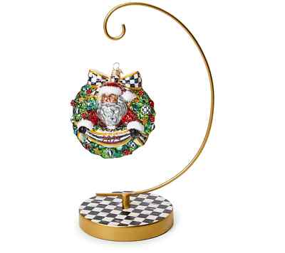 Mackenzie Childs 2024 African American Santa with Courtly Check Stand