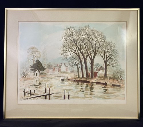 JEREMY KING CHISWICK REACH リトグラフ　額縁　絵 Jeremy King Signed and Numbered Litho Framed Art Print River