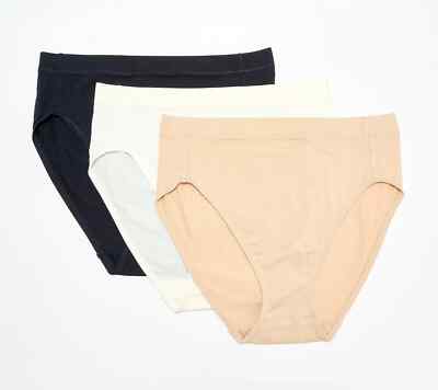 Cuddl Duds Intimates Softwr with Stretch-Set/3 HiCut Panties-Jt Black-XL-A604604