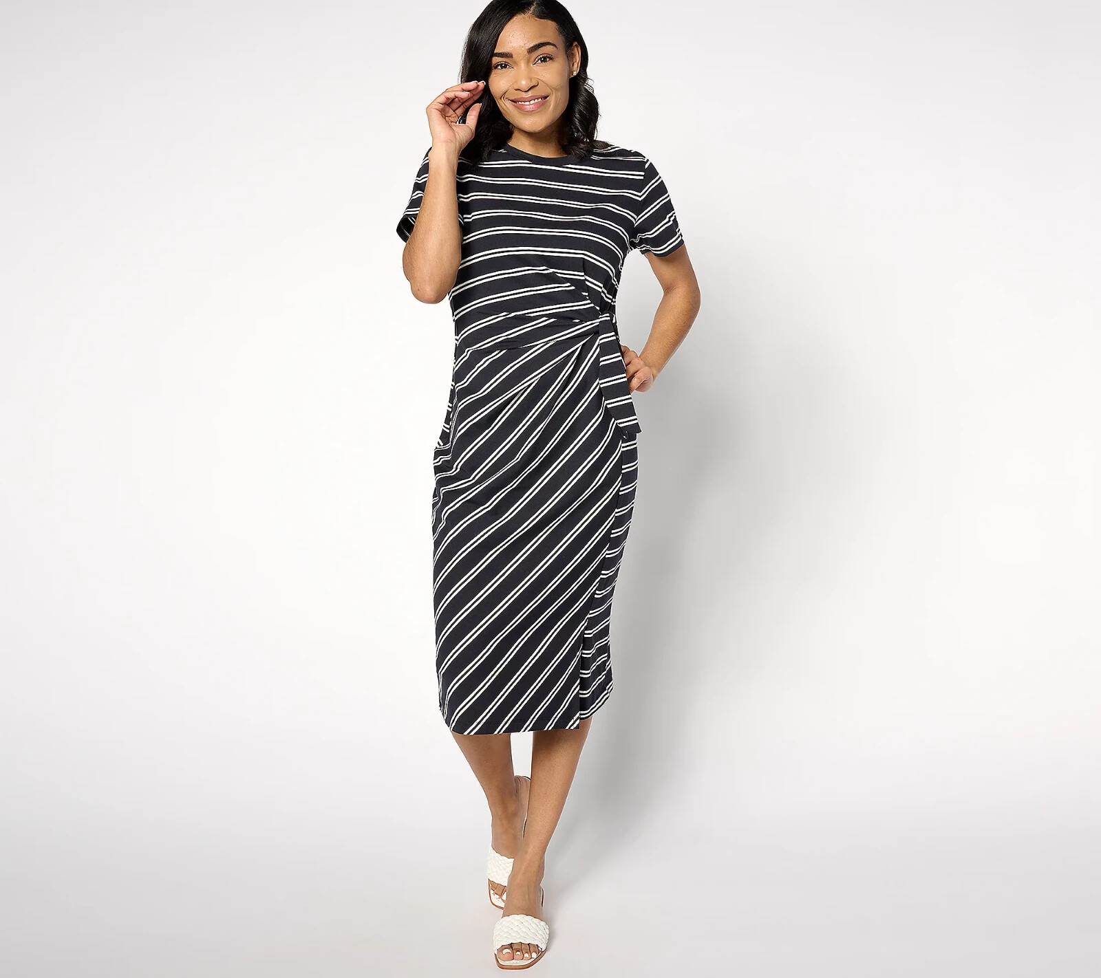 変更済みStripe Ribbed-Knit Midi Dress STRIPED RIBBED-KNIT MIDI DRESS