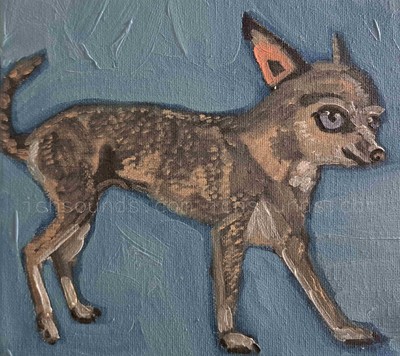 Original dog oil painting, signed
