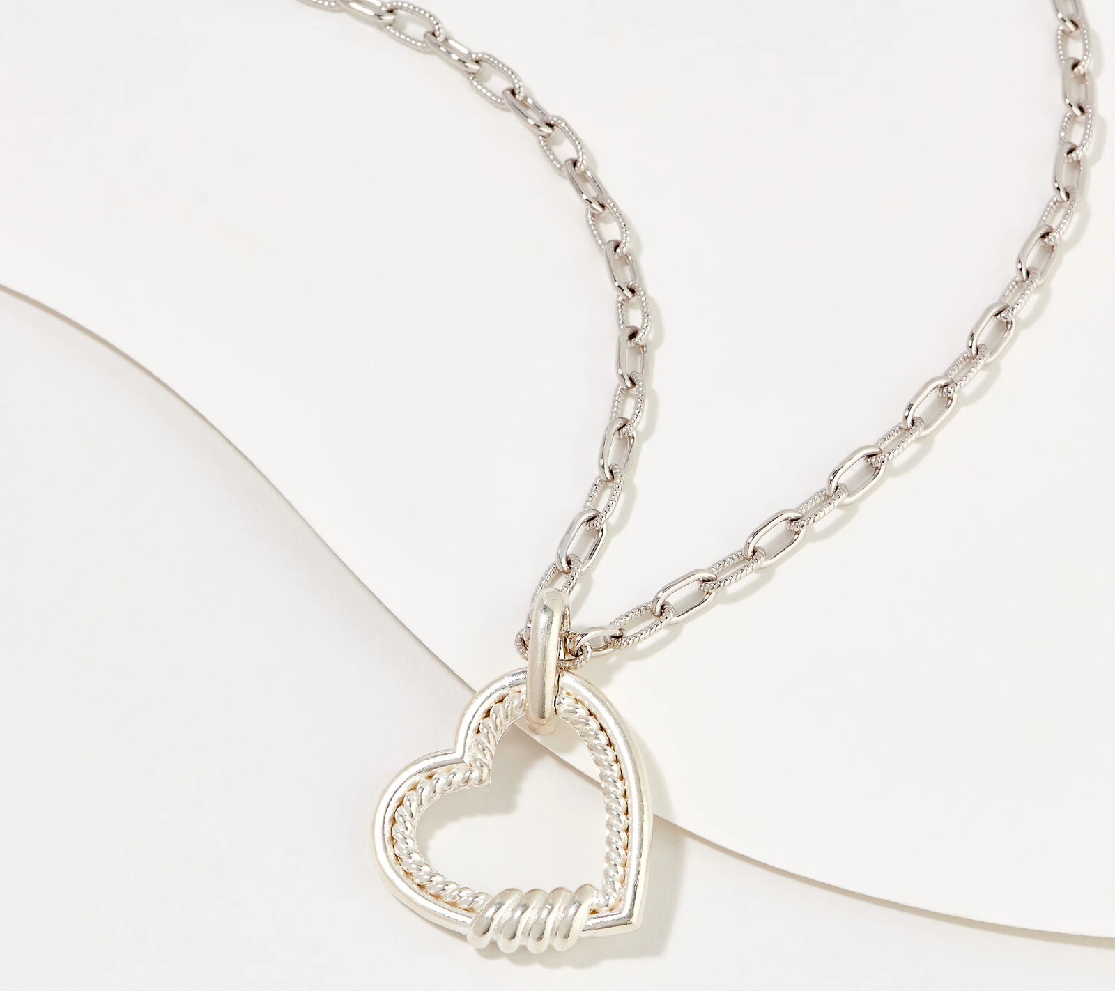 Judith Ripka Sterling Silver Love Knot Heart Necklace with