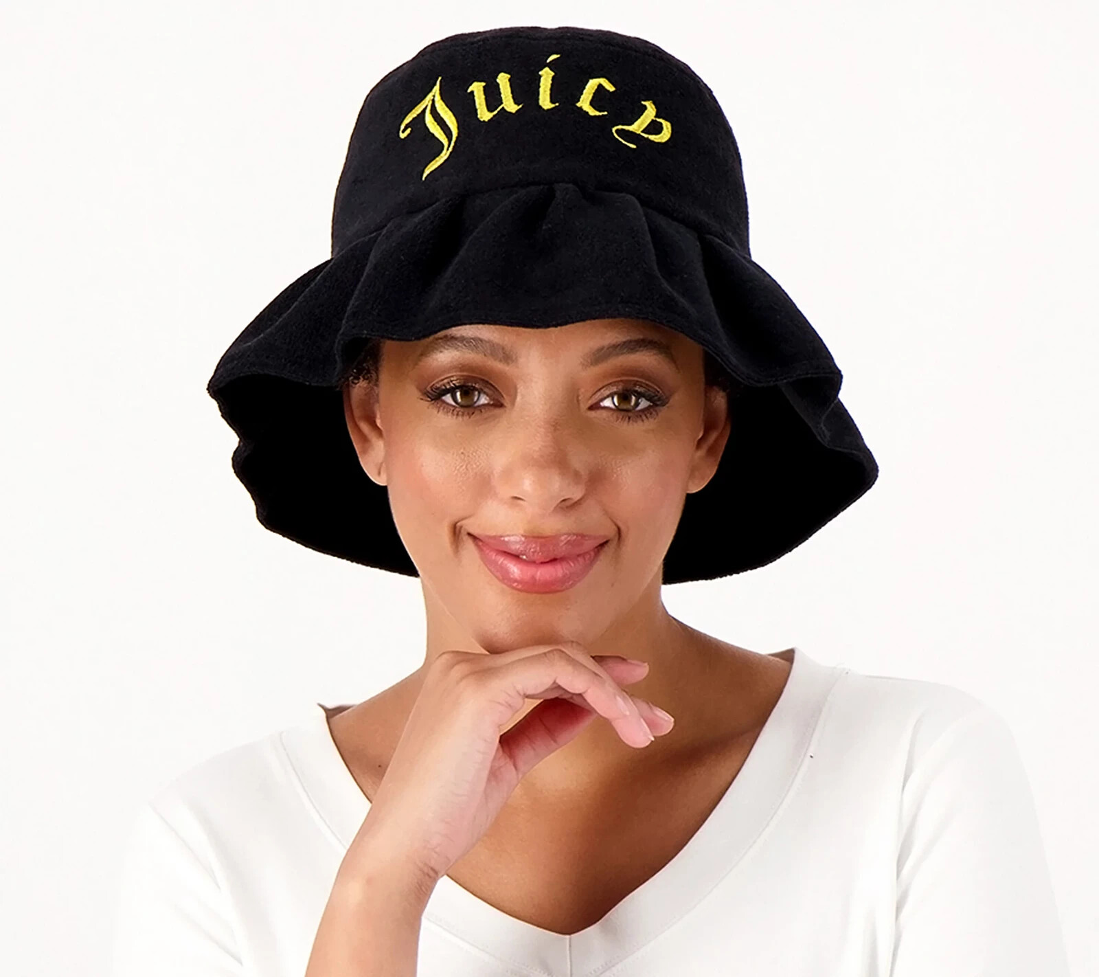 JUICY COUTURE★fluff Scalloped Hat JC263 UGG Women's Uggfluff Scalloped Hat, Black, Small-Medium at