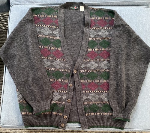 トップス acrylic cardigan 70s 70s Striped Acrylic Cardigan - Size M - Etsy