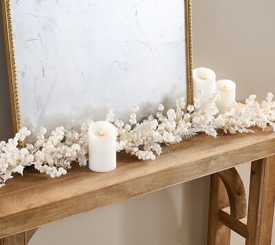4' Snow Berry, Holly and Cedar Garland by Valerie - White h469693 -
